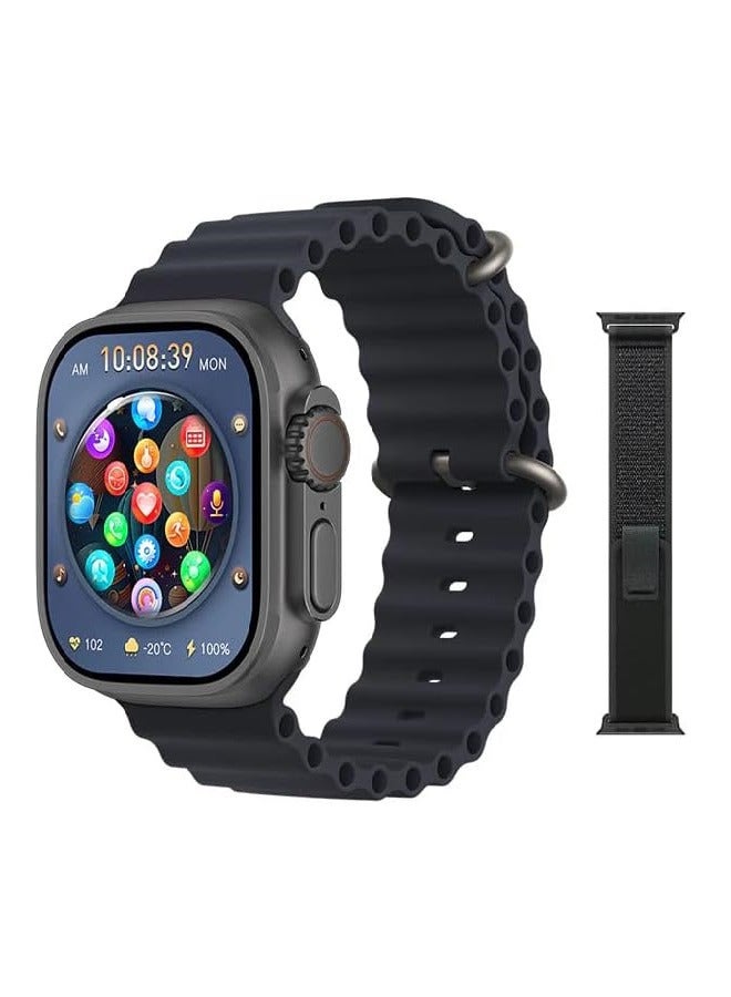 هونج كونج ساعة HK10 ULTRA 3 Series 9 (2024) الذكية Wearfit Pro، شاشة سوبر أموليد، فتح القفل، دردشة بتقنية الذكاء الاصطناعي، نظام تحديد المواقع العالمي (GPS)، تقنية الاتصال قريب المدى (NFC)، بلوتوث الإصدار الخامس، مكالمات، شاحن لاسلكي، لون أسود - Image 1